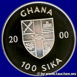 Ghana 2000 100 Sika - Meeresleben - Marine Life Protection roter Buntbarsch