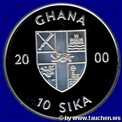 Ghana 2000 10 Sika - Meeresleben - Marine Life Protection roter Buntbarsch