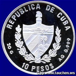 Republica del Cuba 1994 10 Pesos Silber Fauna del caribe Flamingo