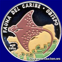 Republica del Cuba 1994 10 Pesos Silber Fauna del caribe Rochen