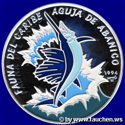 Republica del Cuba 1994 10 Pesos Silber Fauna del caribe Schwertfisch (F�cherfisch)