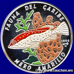 Republica del Cuba 1994 10 Pesos Silber Fauna del caribe Zackenbarsch