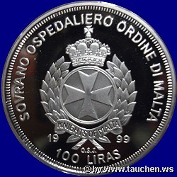 Malta 1999 100 Liras - Meeresleben - Marine Life Protection