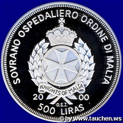 Malta 2000 100 Liras - Meeresleben - Marine Life Protection Trompetenfische, Seepferdchen und Barsch