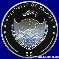 Palau 2007 5 Dollar - Marine Life Protection Pearl Oyster - mit echter Perle