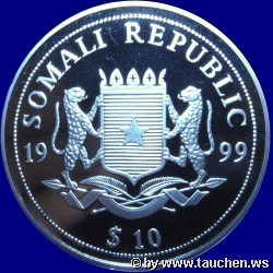 Somalia 1999 10 Dollar - Meeresleben - Marine Life Protection