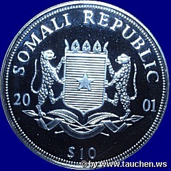 Somalia 2001 10 Dollar - Meeresleben - Marine Life Protection