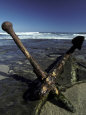 Nineteenth Century Shipwreck Anchor on a Remote and Rugged Beach, Australia